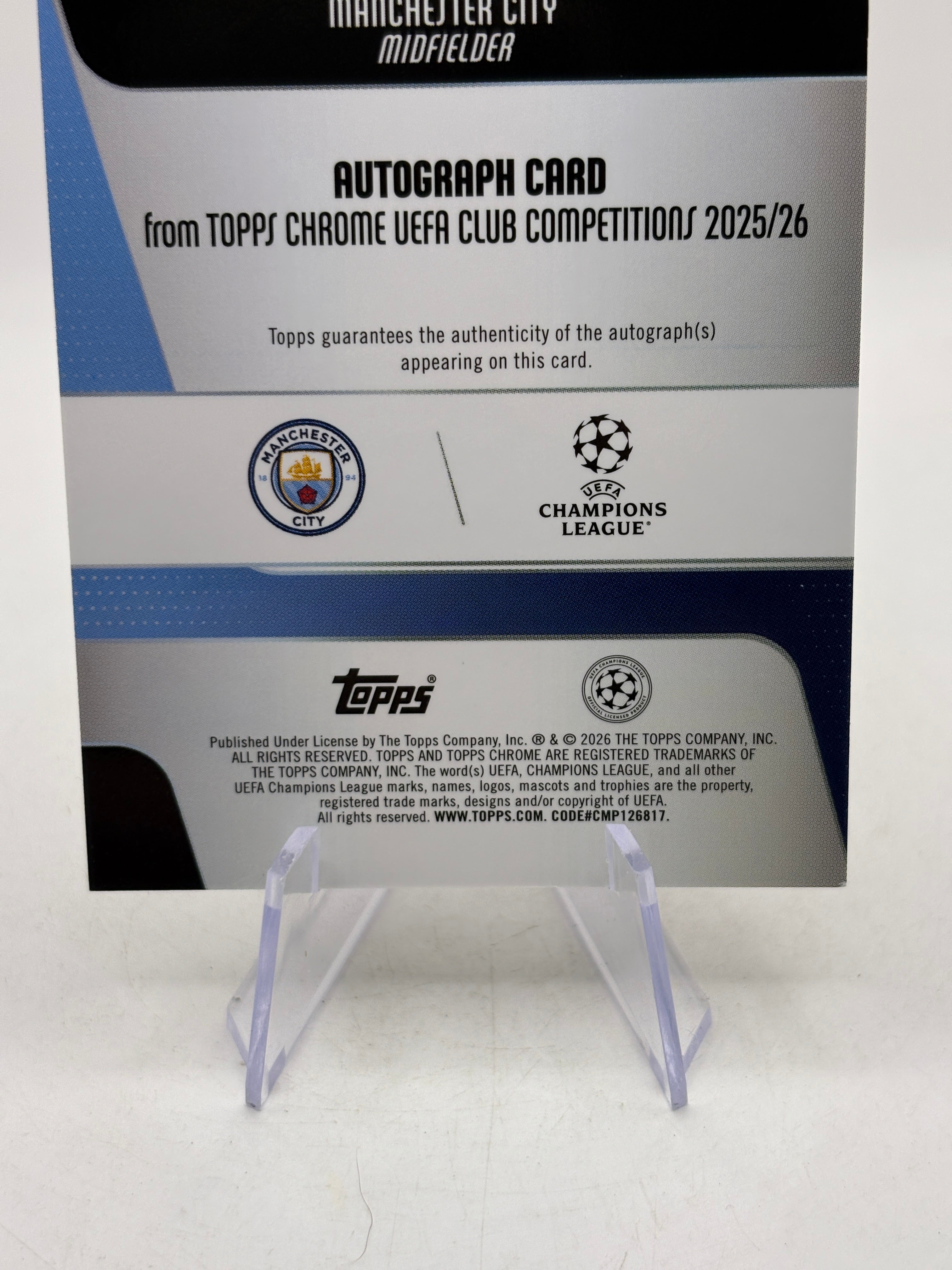 2025-26 Topps Chrome UEFA Club CA-S Savinho Auto 07/50, photo 4